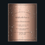 Postal Birthday party bronze black bubble invitation<br><div class="desc">Celebrating a 50th (or any age) birthday party in style! A brown faux bronze metallic looking background, decorated with bubbles. A simple black frame. Templates for your party information. The name is written with a modern, trendy hand lettered script in black. For him, men, guys. Back: faux bronze metallic and...</div>