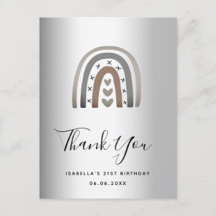 Postal Birthday rainbow silver modern thank you