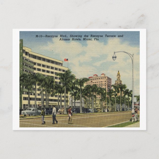 Postal Biscayne Blvd. Hoteles, Miami, Florida Vintage (Anverso)