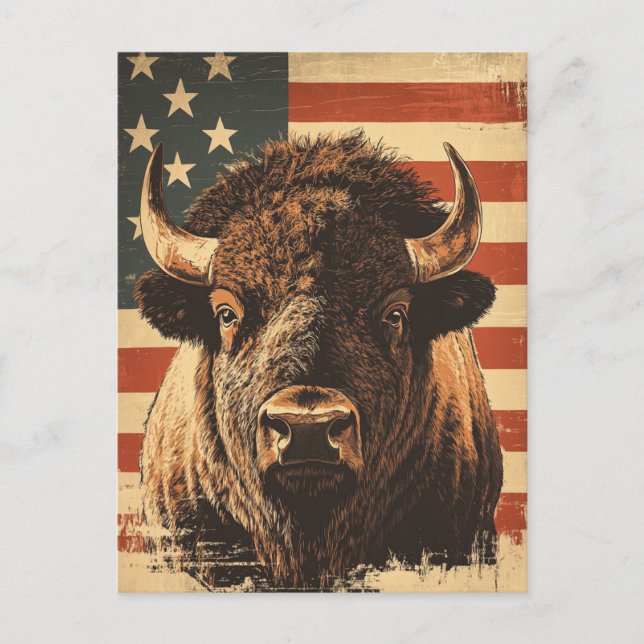 Postal Bison American Flag vintage (Anverso)