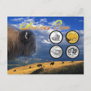 Postal Bison Americano en monedas