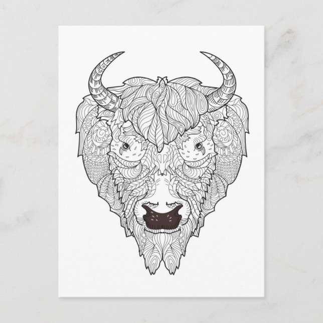 Postal Bison Head Doodle (Anverso)
