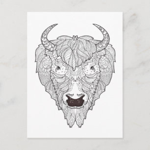 Postal Bison Head Doodle