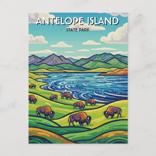 Postal Bison in Antelope Island State Park Utah (Anverso)