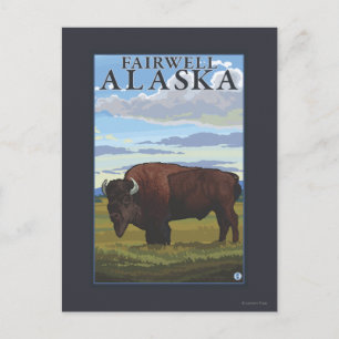 Postal Bison Scene - Fairwell, Alaska