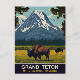Postal Bisontes, Parque Natural Grand Teton, Wyoming, Via