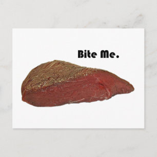 Postal Bite Me Funny Steak Beef Pun Chiste