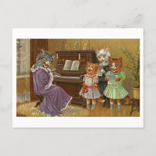Postal Bizarre Cantando Gatos Vintage Postcard