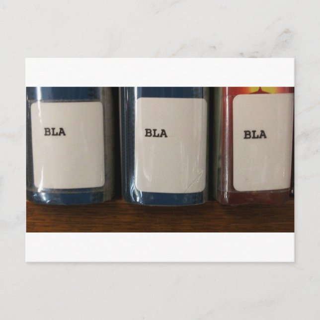 Postal "Bla, Bla, Bla" - Números de llamada de biblioteca (Anverso)