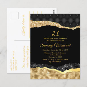 Postal Black and Gold Glam Lears Birday Party