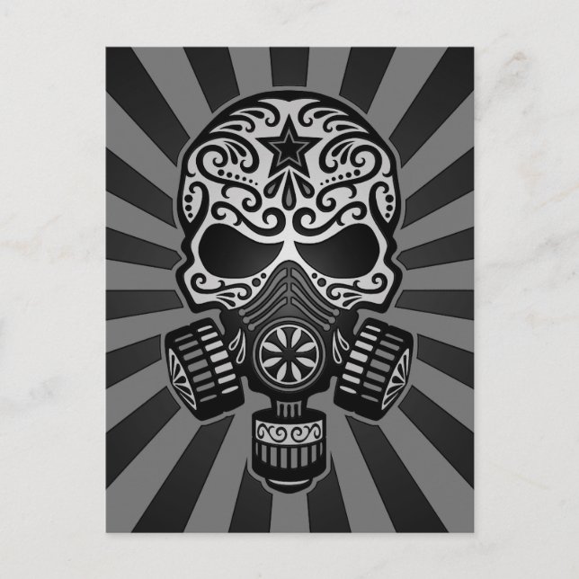Postal Black and Grey Post Apocalyptic Sugar Skull (Anverso)