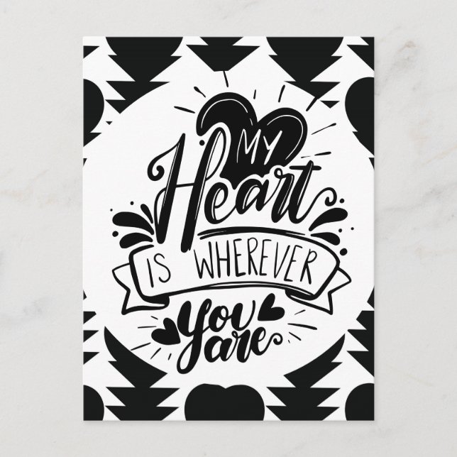 Postal Black and White Hearts Quote Valentines Day    (Anverso)