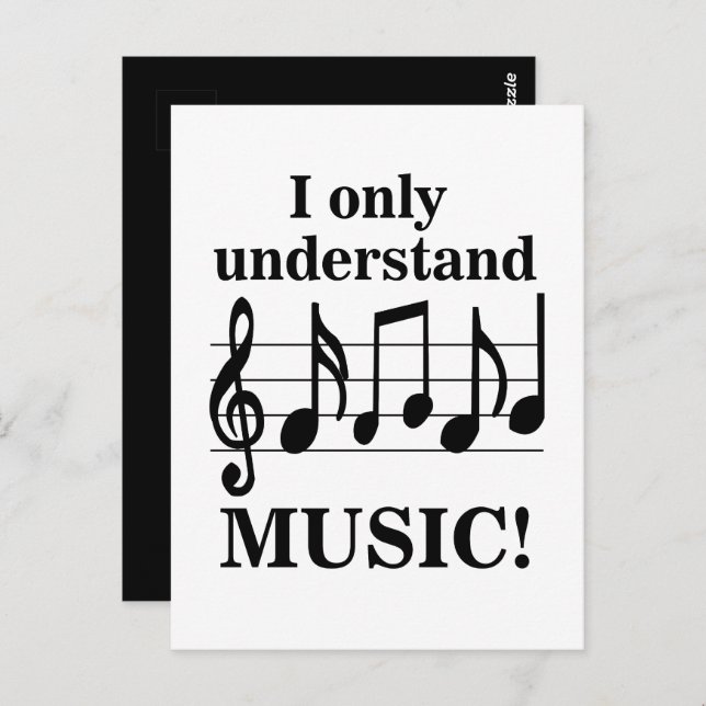 Postal Black and White Music Notes  (Anverso / Reverso)