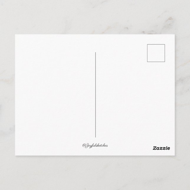 Postal black and white sketch of Mountains (Reverso)