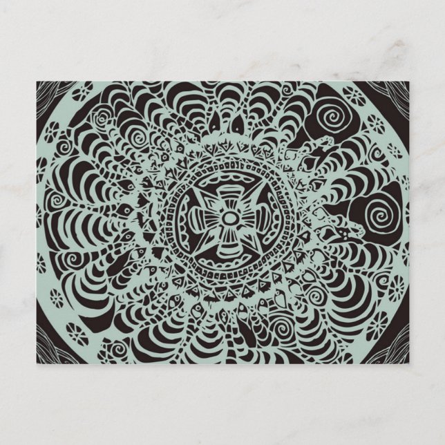 Postal Black Aztec Mandala (Anverso)