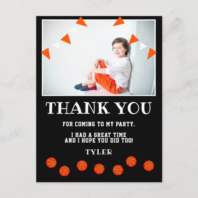 Postal Black Basketball Birday Photo (Anverso)