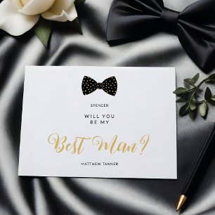 Postal Black Best Man Vintage Bow Wedding Proposal
