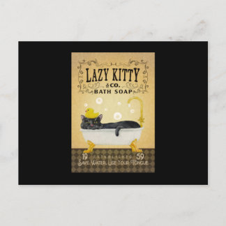 Postal Black Cat Bath Soap Lazy Kitty Cat Funny Gato Negr