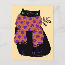 Postal Black Cat Fall Season Halloween Spookone Cute