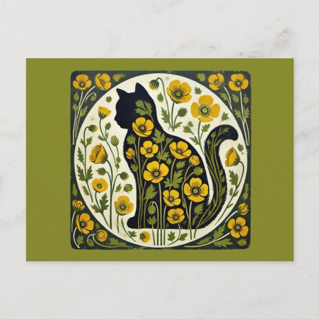 Postal Black Cat Garden (Anverso)