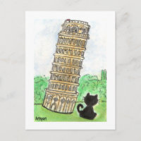 Black cat Noir Chat: Torre inclinada de arte de Pi