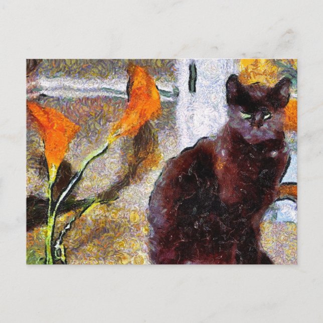 Postal Black Cat Van Gogh (Anverso)