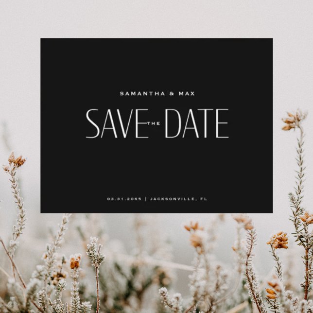 Postal Black Contemporary Save the Date (Subido por el creador)