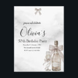 Postal Black Coquette Minimalist Elegant 50th Birthday<br><div class="desc">Champagne coquette minimalist elegant 50th birthday invitation featuring delicate bow art, and refined modern typography. Designed with a subtle champagne and clean layout, this piece creates a timeless and sophisticated look. Perfect for a chic and understated milestone celebration. Easily personalize with your event details. Available as a digital download or...</div>