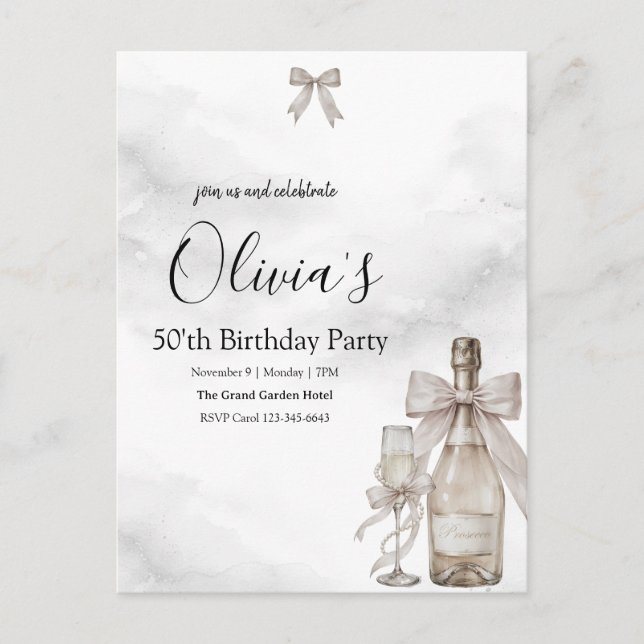 Postal Black Coquette Minimalist Elegant 50th Birthday (Anverso)