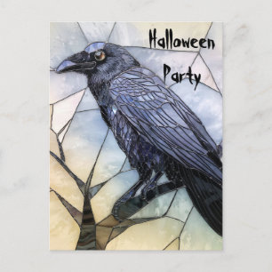 Postal Black Crow Scary Gothic Abstract Halloween