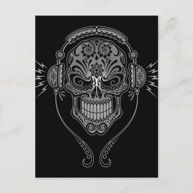 Postal Black DJ Sugar Skull (Anverso)