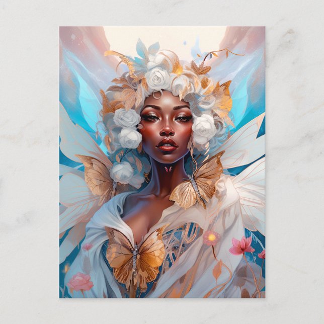 Postal Black Fairy Queen Fantasy Art (Anverso)