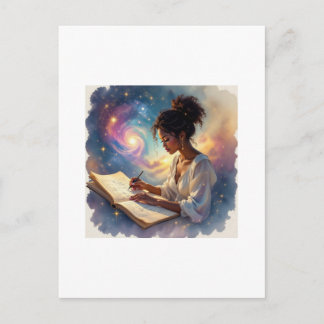 Postal Black Female Writing in a Journal