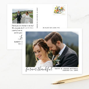 Postal Black Forever Agradecimiento Boda Foto Gracias
