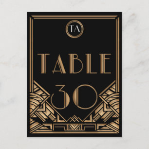 Postal Black Gold Art Deco Gatsby Style Número de tabla 3