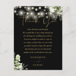 Postal Black Gold Greenerenery Gracias Boda Place Card