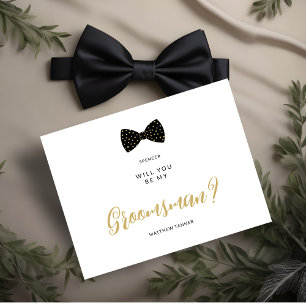 Postal Black Groomsman Vintage Bow Wedding Proposal