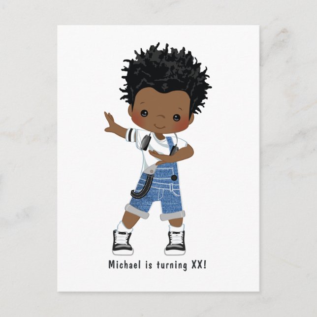 Postal Black Hip Hop Rap Boy Break Dancer Cumpleaños Part (Anverso)