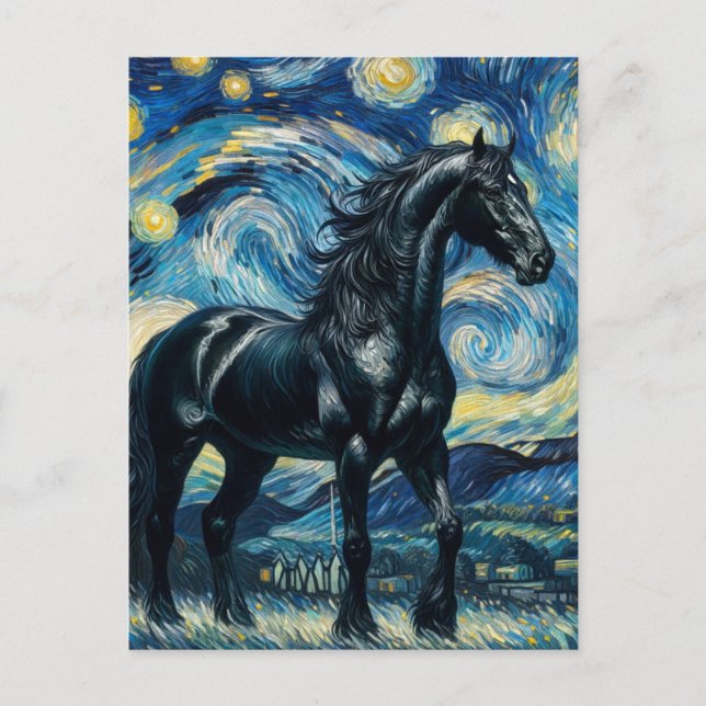 Postal Black Horse Van Gogh (Anverso)