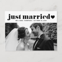 Black Just Married Retro Bold Typography