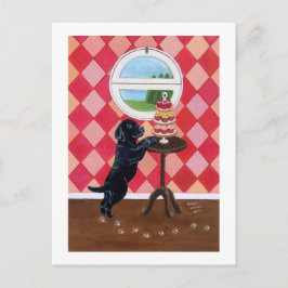 Postal Black Lab Puppy con pasteles