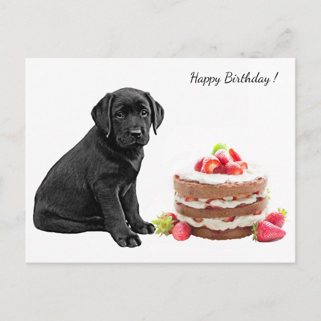 Postal Black Lab Puppy - cumpleaños feliz de perro - Labr (Anverso)