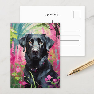 Postal Black Lab Retrato Arte Moderno