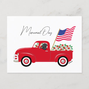 Postal Black Labrador Red Truck Memorial Day
