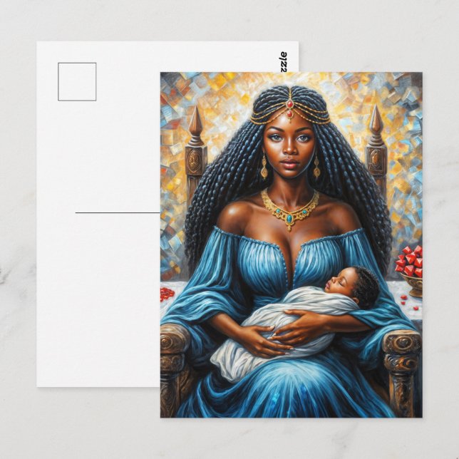 Postal Black Mother With Baby Erzulie Art (Anverso / Reverso)