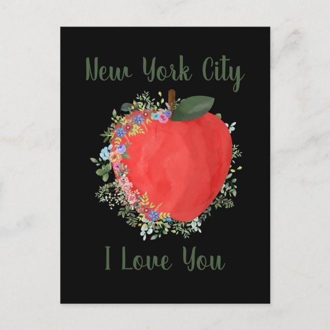 Postal Black New York City TE AMO Gran Apple (Anverso)