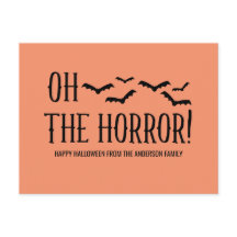 Black Oh the Horror Halloween Postcard