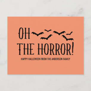 Postal Black Oh the Horror Halloween Postcard