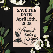 Black on Peach Vintage Flourish Save-the-Date