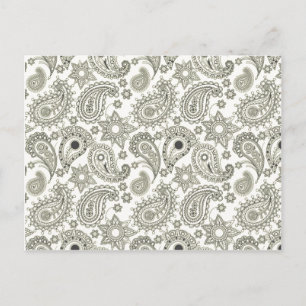Postal Black Paisley on White